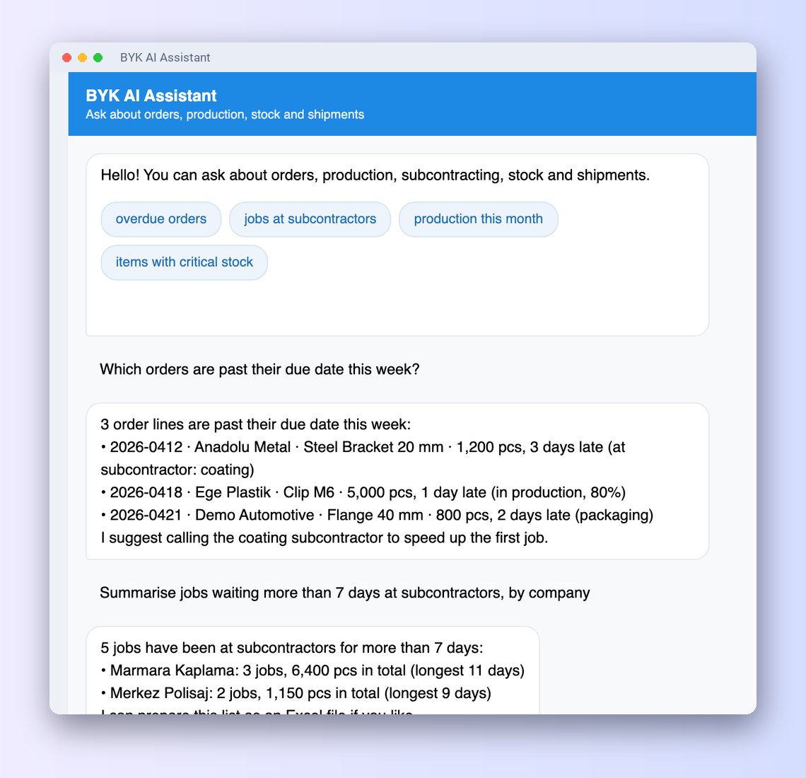 Ask Your ERP and Production Data in Plain Language